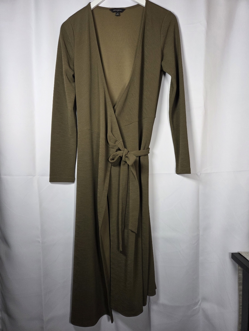 Banana Republic Midi Wrap Dress Long Sleeve Green Women's Size S